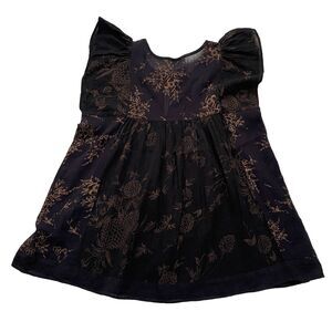 Ulla Johnson Short Flutter Sleeves V Neck Tassel Top Floral Sz 6 Boho Festival